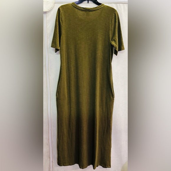 Chico's Maxi Dress Women's sz 1 Olive Green with POCKETS! - Picture 6 of 6